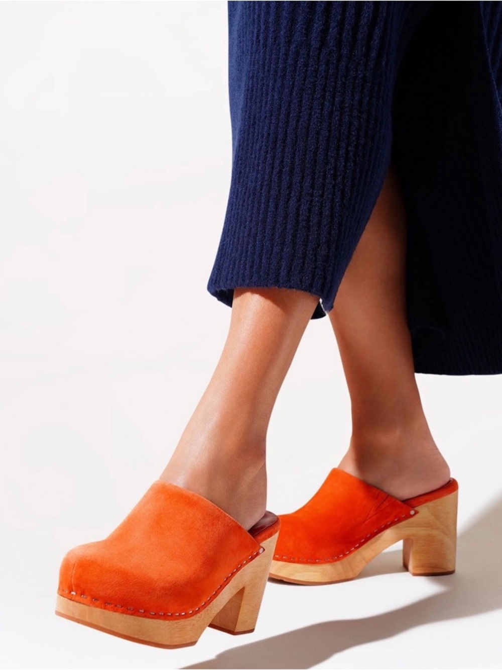Charlotte Stone Marlo clog in Orange Suede